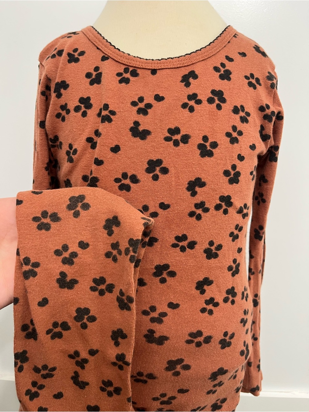 Girls Brown Floral Print Long Sleeve Top